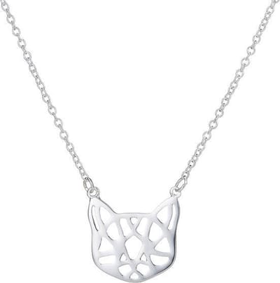 24/7 Jewelry Collection Origami Kat Ketting - Poes - Zilverkleurig