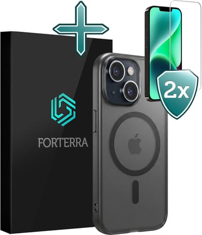 Hoesje Met 2x Screenprotector - Geschikt voor Apple iPhone 14 - Magsafe Compatible - Sterk & Shockproof - Shock Proof Case - Back Cover - Telefoon Hoes - Zwart