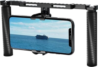 Dual Handheld Smartphone Stabilizer voor Vloggen en Video-opnames met Vouwbare Handvatten voor Android en iPhone 14/13/12/11/XS Pro Max - Perfect voor Creatieve Content en Stabiliteit