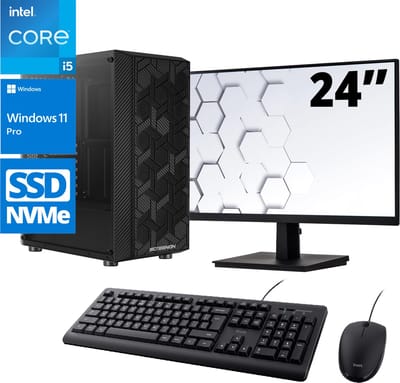 Intel Compleet PC SET | Intel Core i5 | 8 GB DDR4 | 500 GB SSD + 24 Inch Monitor + Muis + Toetsenbord | Windows 11 Pro + WiFi & Bluetooth