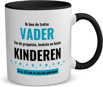 Akyol - ik ben de trotste vader van de grappigste, leukste en beste kinderen, en ja dit heb ik van hun gekregen koffiemok - theemok zwart - Papa - de trotste vader - verjaardag - verjaardagscadeau - cadeau - beste kinderen - 350 ML inhoud