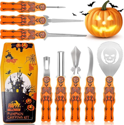 Pompoensnijderset 8-Delig Roestvrij Staal voor Halloween Carving
