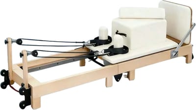 Trendique - Pilates set - Pilates - Fitnessbank - Gym - Pilates board - Reformer pilates machine - 240x70x70 cm - Hout/Wit