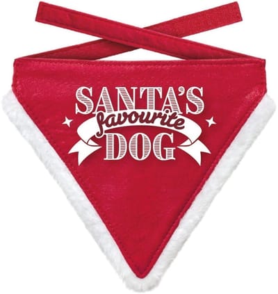 Plenty gifts kerst bandana santa's favourite dog rood 18-22 cm 22x25 cm