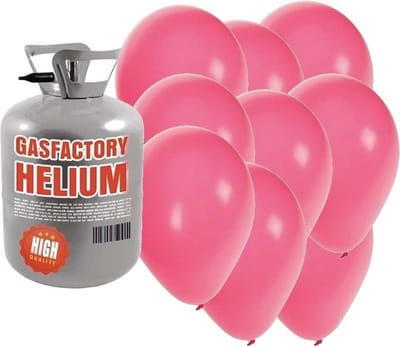 Helium tank met 50x ballonnen - roze - Heliumgas - thema feest ballonnen pakket