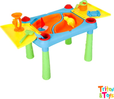 Zand- en watertafel - Zandtafel speelgoed - Zandtafel met deksel - Tekentafel - Tekentafel peuter - Knutseltafel - Kleurtafel kinderen - Buitenspeelgoed - 17-delig