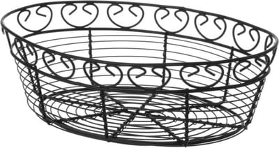 HENDI Ovaal draadmandje met decoratieve rand – 255x160x80 mm – matzwarte coating