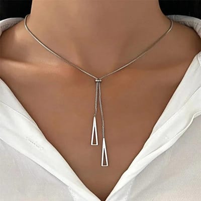 Metalen stijl zilveren kleur driehoek hanger ketting modieuze eenvoudige bedel Y Lariat kettingen voor vrouwen Boho minimalistische sieraden brown