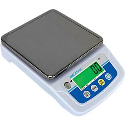 Compacte weegschaal Adam CBX 6000, weegbereik 1 g-6 kg, draagbaar, USB, LC-display, netvoeding/batterij, B 155 x D 255 x H 60 mm, ABS/roestvrij staal, grijs