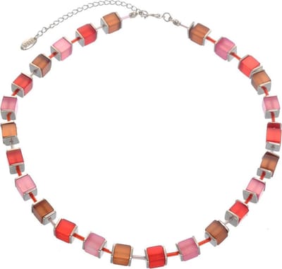 Behave - Ketting Met Kubusvorm Kralen - Geometrisch Kleuraccent - 45 cm