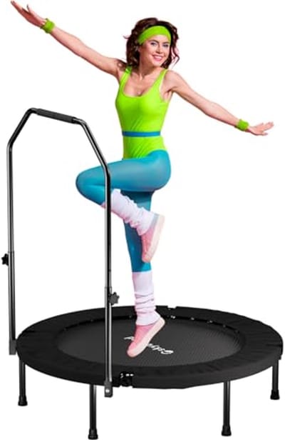 Opvouwbare Mini-Trampoline voor Volwassenen met Verstelbare T-Stang - Ideaal voor Fitness en Workout