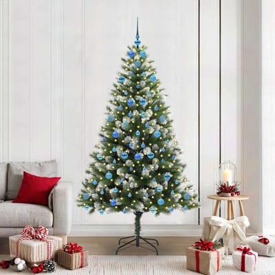 vidaXL - Kunstmatige - Scharnierende - Kerstboom - met - Gevlokte - Sneeuw - Warmwit