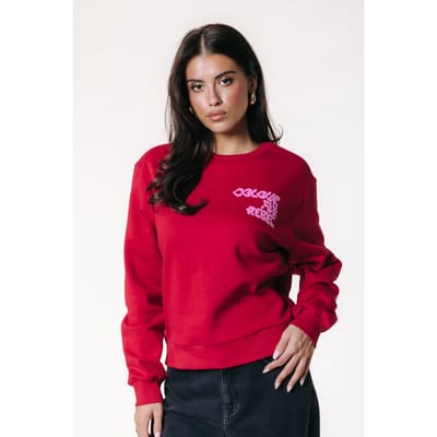 Colourful Rebel Puff Logo Relaxed Sweat Red Size: XS | Long-Sleeved Tops Outlet | Dames | Rood