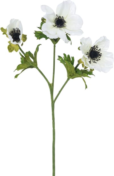 Easyplants | Kunstbloem Anemoon vertakt 56 cm wit | Zijde | Nepbloemen | wit | Onderhoudsvrij | Kant-en-klaar
