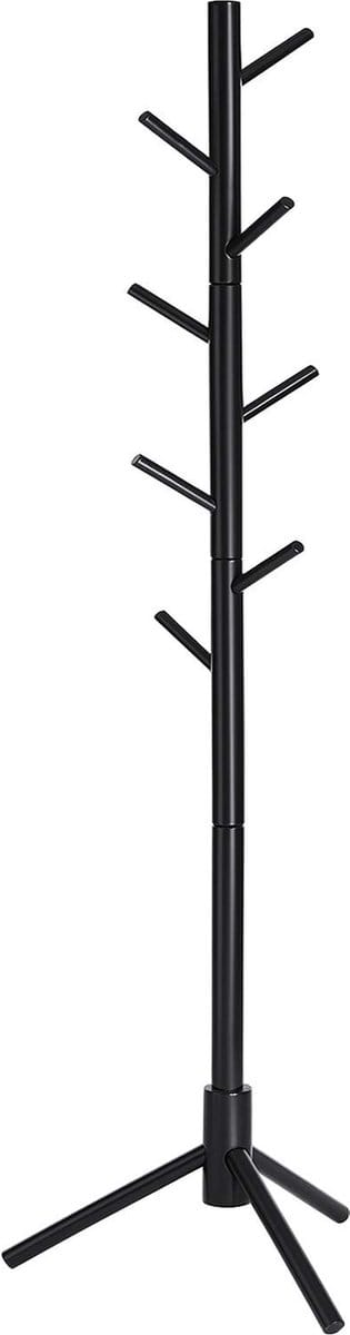 VASAGLE Kapstok, vrijstaand kledingrek, garderobe van massief hout, in boomvorm, met 8 haken, voor kleding, hoeden, tassen, hal, entree, zwart RCR004B01