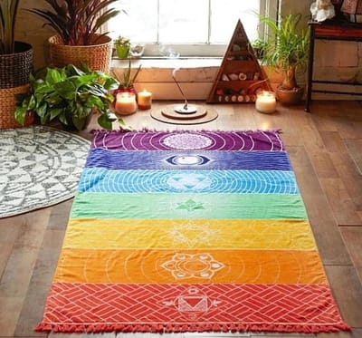 New Age Devi - Chakra kleed - jouw perfecte metgezel voor yoga, meditatie en als wanddecoratie - 150x70 cm - & Symbolen