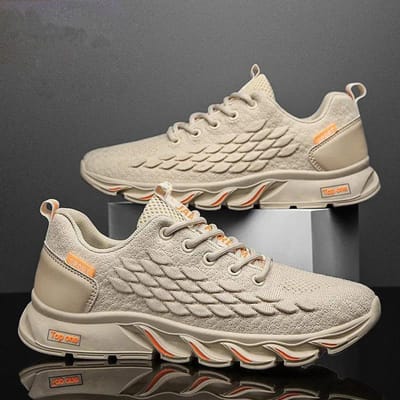 Herenschoenen Zomer Nieuwe Ademende Vliegweefsel Sportschoenen Blade Zachte Zool Visschub Heren Casual Schoenen Mode Oude Schoenen Heren 44 beige