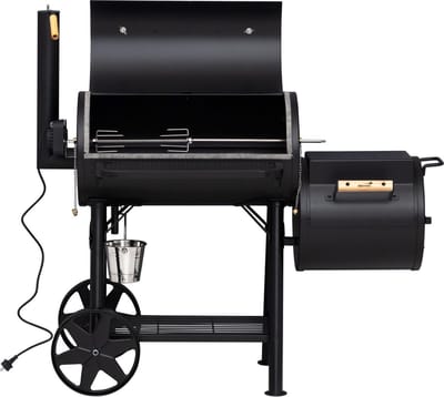 Mustang Off-set smoker Georgia L - Smoker Barbecue - 80 kg - 2 thermometers in de deksel- Zwart - Barbecue - Grilloppervlak 72x37 cm