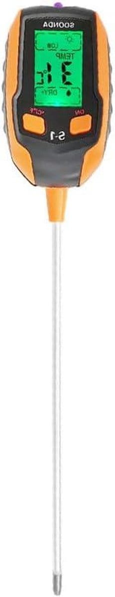 Grondmeter 5-in-1 - Bodemtester Planten - Tuinonderhoud Meten - LCD Achtergrondverlichting - 32 cm Lengte - Zwart