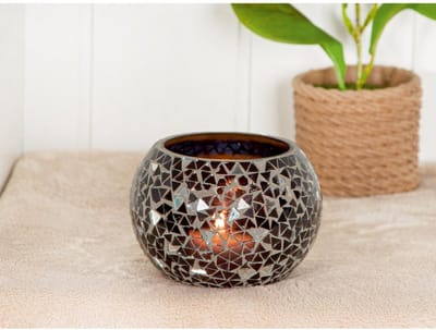 Black Disco - Kaarshouder - Disco - Waxinelicht - Glas - Zwart - Diameter 11cm x Hoogte 8cm