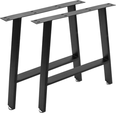 PrimeMatik - Rechthoekige tafelpoten. Poten van zwart staal 695 x 85 x 730 mm 2-pack