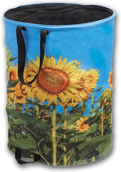 Grote pop-up zak - Opbergzak tuinzak - Huishouden tuin opruimen - Zelfopstellend met handgrepen - 100 liter - Zonnebloemprint