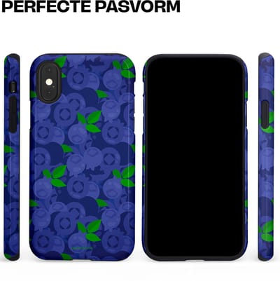 Casetastic hoesje geschikt voor Apple iPhone X / Apple iPhone XS - Dubbellaagse bescherming - Berrytastic Blauwe Blueberry Bessen - Fashion Case - Donkerblauw Groen