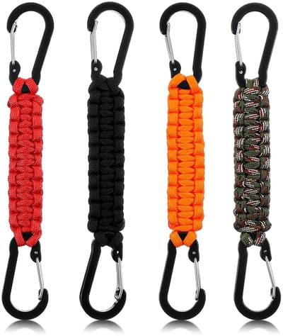 Dailygoods- Sleutelhangerhaak - D-ring Karabijnhaak - Paracord - Set van 4 Kleuren - Duurzaam - 1,2 m Overlevingskoord