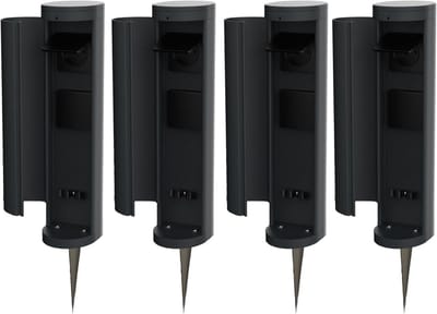Novatool 4x stekkerdoos toren 2-voudig buiten antraciet rond met deksel IP44 met grondpen stekkerdoos buiten tuin stekkerdoos buiten zuil tuin stekkerdoos toren