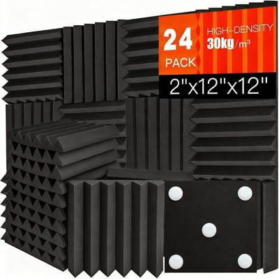 Zelfklevende Akoestische Panelen in Set van 24 - Geluidsisolatie Wiggen voor Studio en Kantoor