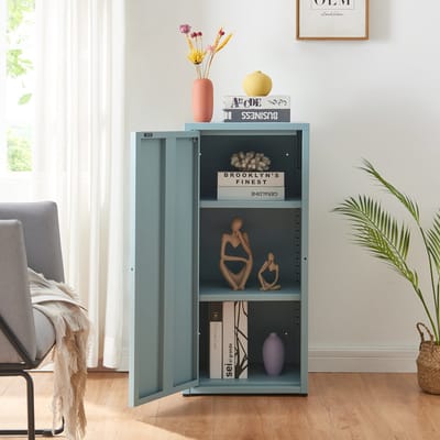 Metalen kast Burlöv 88x40x35 cm grijsblauw [en.casa]