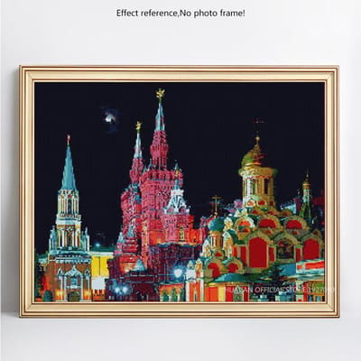 Broderie Diamant Paysage Moscou Strass Rond Complet 5D DIY Peinture Diamant Point de Croix 20X30CM brown