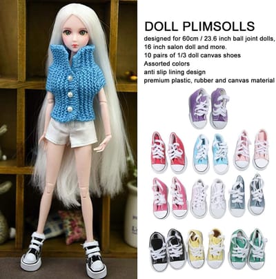 Allecto - Pop Canvas Schoenen - Sneakers Set - Assortiment Kleuren - Non-Slip Sneakers - Geschikt voor Dolls - 10 Paar