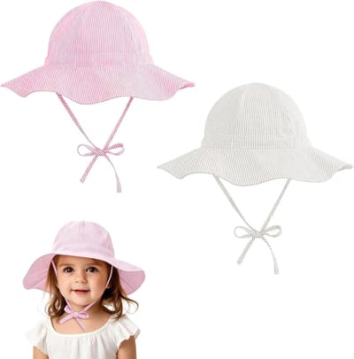 Baby Zonnehoeden - Kinder Hoeden - Bescherming Zomer - Brede Rand - Verstelbaar 50cm - Meerdere Kleuren