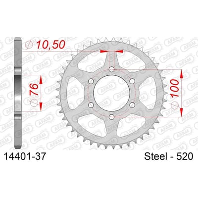 Stalen tandwiel Afam 530 37 dents