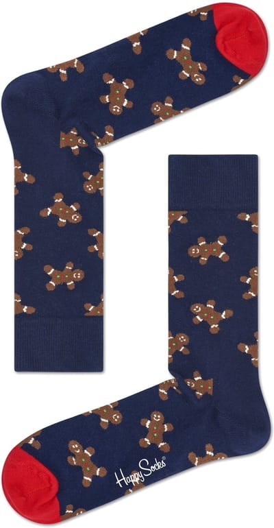 Happy Socks - Happy Holiday - kerst sokken - Gingerbread - Donkerblauw Multi - Unisex - Maat 41-46