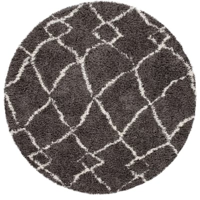 Hoogpolig tapijt Oregon grijs  120 cm rond