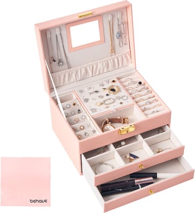 Behave Luxe Sieradendoos - Juwelendoos - Juwelen Houder - Juwelen Kistje - Sieraden - Incl. Zilverpoetsdoek - Roze