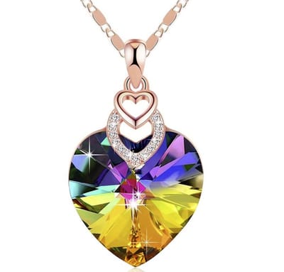 Cabantis Hart Kristallen Ketting - Ketting Dames - Ketting Heren - Cadeau Voor Vrouw - Cadeau Voor Man - Sieraden - Regenboog