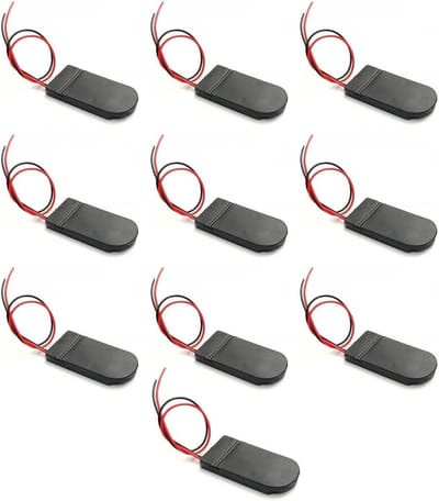 Batterijhouder CR2032 - Knoopcelhouder met schakelaar - Elektronica projecten - Met aan/uit schakelaar - 52x23x5mm - Zwart
