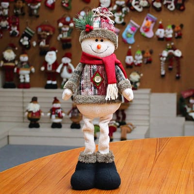 BukkitBow - Kerst Decoratie Sneeuwpop Pop - Pluche Staande Kerstversiering - Winter Ornament/Kerstfiguur - Sneeuwpop