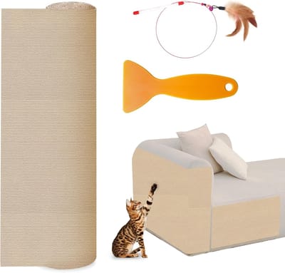 Krabmat voor katten - Krasbescherming meubels - Meubels beschermen - Zelfklevend en trimbaar - 40 x 200 cm - Kaki