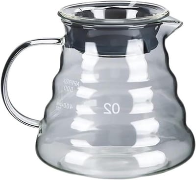 Koffiezetkan Glas - Handfilterkan Serveerkan - Rijke Koffie Zetten - Gelijkmatige Extractie - 400-600 ml - Transparant