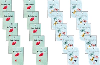 Cadeaukaartjes set 20 stuks – Mini kaartjes / cadeaulabels – Thank you / You’re the best – 5,5 x 8,5 cm – Gift tags