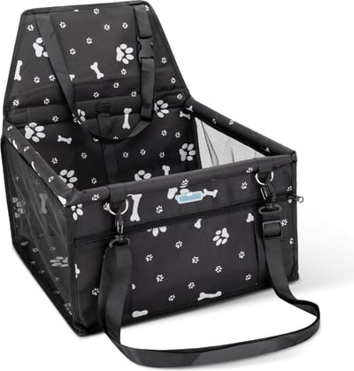 Autoversterking voor honden - Veiligheidsautostoel voor huisdieren - Opvouwbare reistas voor hond en kat - Wasbaar - Met ritssluiting - 40 x 34 x 25 cm - Zwart hondenmand auto