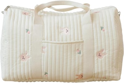Reistas Baby - Babytas Weekender - Babybenodigdheden Organiseren - Zacht Gevoerd Katoen - 47 x 29 x 28 cm - Wit