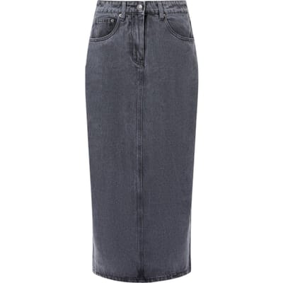 French Connection Denim Midi Back Split Skirt Black Size: 10 | Denim Skirts Outlet | Dames | Grijs
