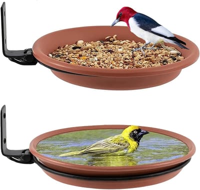 Vogelvoederhuisje - Hangend Vogelvoederhuisje - Tuin Vogelbad en Voederplank - Grote Capaciteit Voorvoer - Geschikt voor Buiten in Tuin en Terras - 2 Stuks