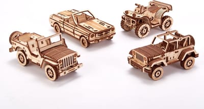 Wood Trick Set van Voertuigen - Houten Modelbouw