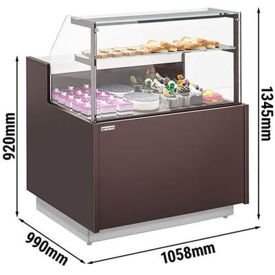 GGM Gastro Kühl- & Kuchentheke RIGA - 1050mm - 2 Ablagen Bruin / Wit